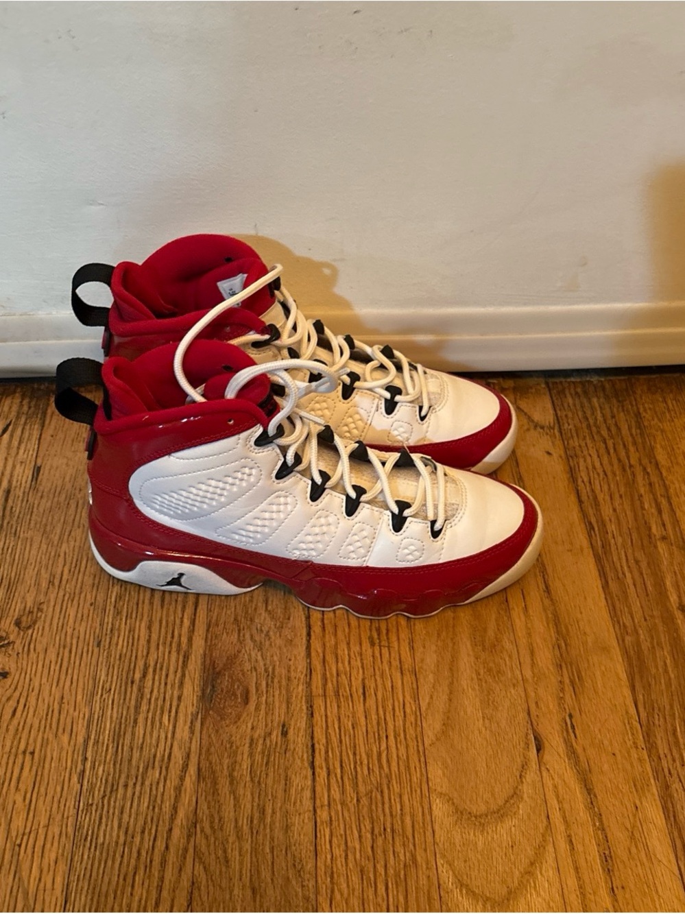 Jordan Kids White and Red High-Top Sneakers